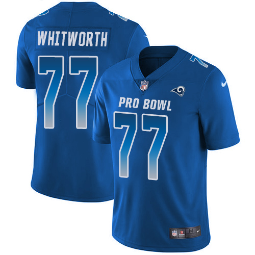 Nike Rams #77 Andrew Whitworth Royal Youth Stitched NFL Limited NFC 2018 Pro Bowl Jersey