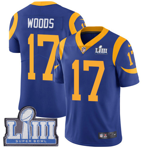 Nike Rams #17 Robert Woods Royal Blue Alternate Super Bowl LIII Bound Youth Stitched NFL Vapor Untouchable Limited Jersey