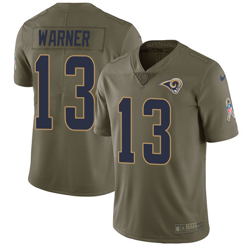 Nike Rams #13 Kurt Warner Olive Youth Stitched NFL Limited 2017 Salute to Service Jersey