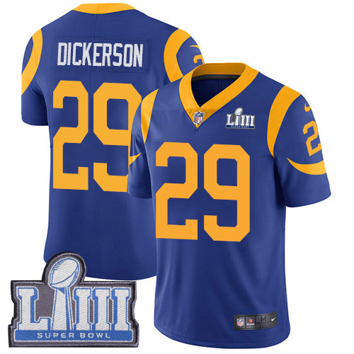 Nike Rams #29 Eric Dickerson Royal Blue Alternate Super Bowl LIII Bound Youth Stitched NFL Vapor Untouchable Limited Jersey