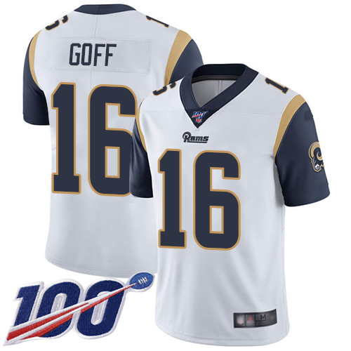 Nike Rams #16 Jared Goff White Youth Stitched NFL 100th Season Vapor Limited Jersey