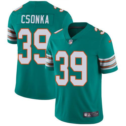 Nike Dolphins #39 Larry Csonka Aqua Green Alternate Youth Stitched NFL Vapor Untouchable Limited Jersey