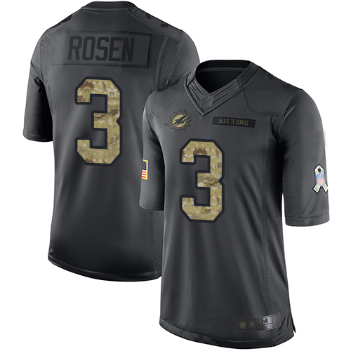 Nike Dolphins #3 Josh Rosen Black Youth Stitched NFL Limited 2016 Salute to Service Jersey