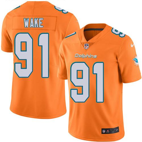 Nike Dolphins #91 Cameron Wake Orange Youth Stitched NFL Limited Rush Jersey