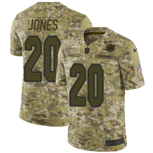 Nike Dolphins #20 Reshad Jones Camo Youth Stitched NFL Limited 2018 Salute to Service Jersey