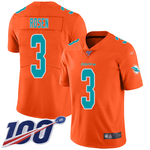 Nike Dolphins #3 Josh Rosen Orange Youth Stitched NFL Limited Inverted Legend 100th Season Jersey