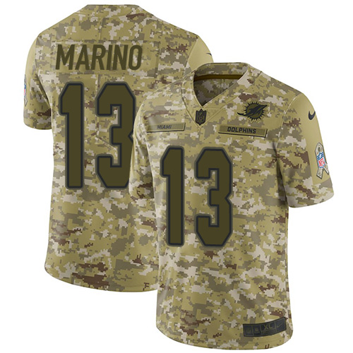 Nike Dolphins #13 Dan Marino Camo Youth Stitched NFL Limited 2018 Salute to Service Jersey