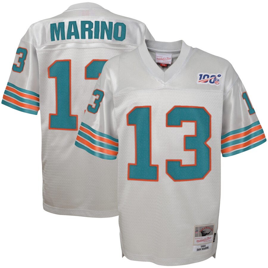 Youth Miami Dolphins #13 Dan Marino Mitchell & Ness Platinum NFL 100 Retired Player Legacy Jersey