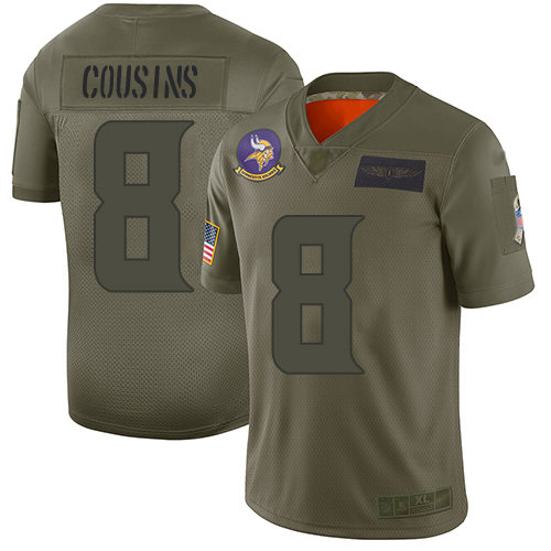 Nike Vikings #8 Kirk Cousins Camo Youth Stitched NFL Limited 2019 Salute to Service Jersey