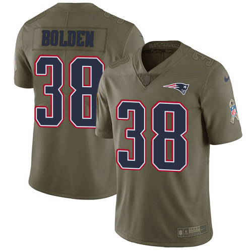 Nike Patriots #38 Brandon Bolden Olive Youth Stitched NFL Limited 2017 Salute to Service Jersey