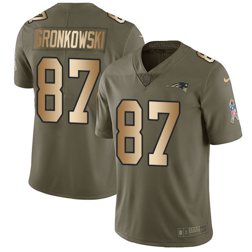 Nike Patriots #87 Rob Gronkowski Olive/Gold Youth Stitched NFL Limited 2017 Salute to Service Jersey Nike Patriots #87 Rob Gronkowski Olive/Gold Youth Stitched NFL Limited 2017 Salute to Service Jersey