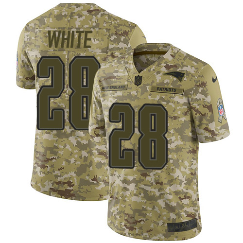 Nike Patriots #28 James White Camo Youth Stitched NFL Limited 2018 Salute to Service Jersey Nike Patriots #28 James White Camo Youth Stitched NFL Limited 2018 Salute to Service Jersey