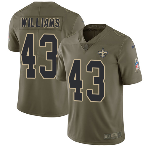 Nike Saints #43 Marcus Williams Olive Youth Stitched NFL Limited 2017 Salute to Service Jersey Nike Saints #43 Marcus Williams Olive Youth Stitched NFL Limited 2017 Salute to Service Jersey