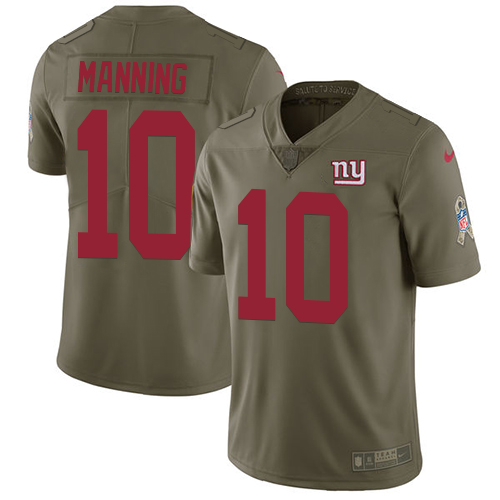 Nike Giants #10 Eli Manning Olive Youth Stitched NFL Limited 2017 Salute to Service Jersey