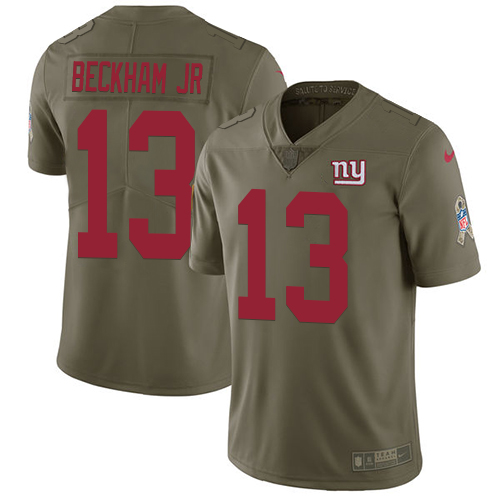 Nike Giants #13 Odell Beckham Jr Olive Youth Stitched NFL Limited 2017 Salute to Service Jersey