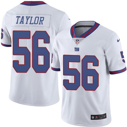 Nike Giants #56 Lawrence Taylor White Youth Stitched NFL Limited Rush Jersey