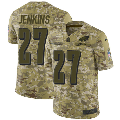 Nike Eagles #27 Malcolm Jenkins Camo Youth Stitched NFL Limited 2018 Salute to Service Jersey