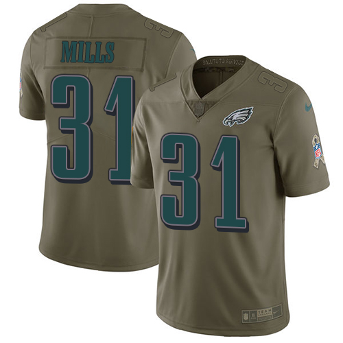 Nike Eagles #31 Jalen Mills Olive Youth Stitched NFL Limited 2017 Salute to Service Jersey
