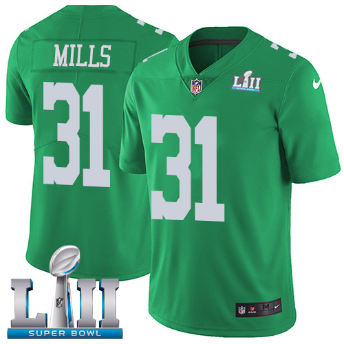 Nike Eagles #31 Jalen Mills Green Super Bowl LII Youth Stitched NFL Limited Rush Jersey
