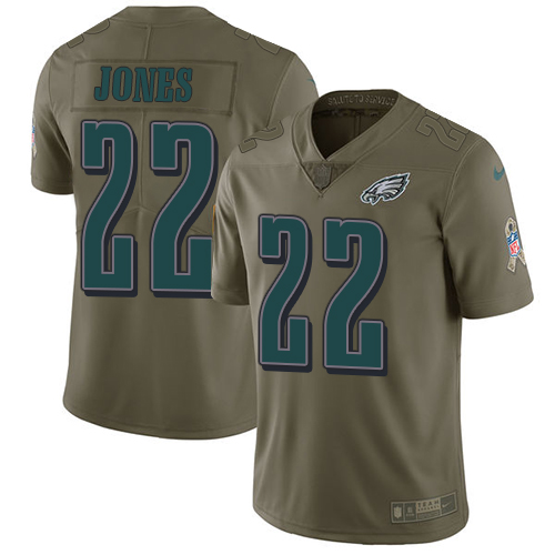 Nike Eagles #22 Sidney Jones Olive Youth Stitched NFL Limited 2017 Salute to Service Jersey