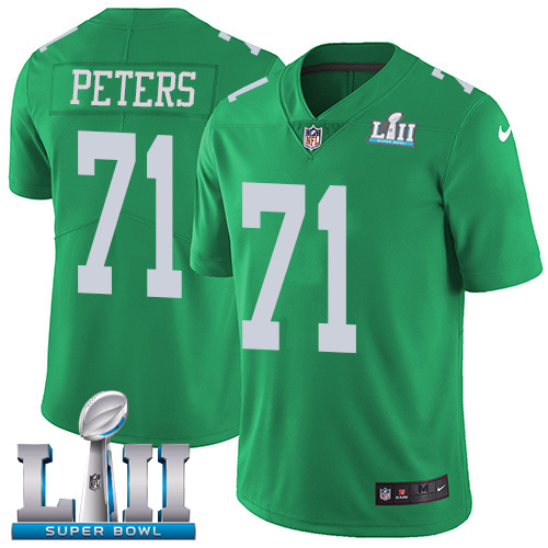 Nike Eagles #71 Jason Peters Green Super Bowl LII Youth Stitched NFL Limited Rush Jersey