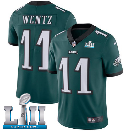 Nike Eagles #11 Carson Wentz Midnight Green Team Color Super Bowl LII Youth Stitched NFL Vapor Untouchable Limited Jersey