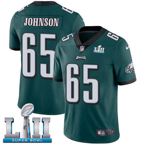Nike Eagles #65 Lane Johnson Midnight Green Team Color Super Bowl LII Youth Stitched NFL Vapor Untouchable Limited Jersey