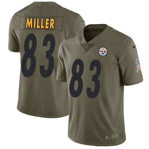 Nike Steelers #83 Heath Miller Olive Youth Stitched NFL Limited 2017 Salute to Service Jersey
