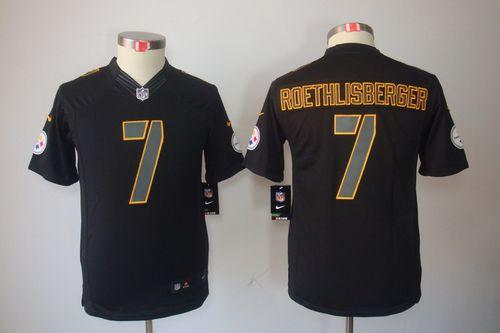Nike Steelers #7 Ben Roethlisberger Black Impact Youth Stitched NFL Limited Jersey