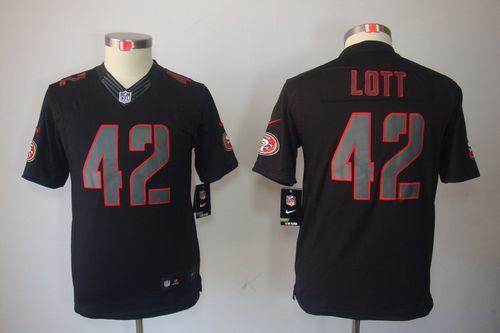 Nike 49ers #42 Ronnie Lott Black Impact Youth Stitched NFL Limited Jersey
