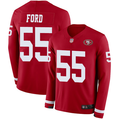 Nike 49ers #55 Dee Ford Red Team Color Youth Stitched NFL Limited Therma Long Sleeve Jersey