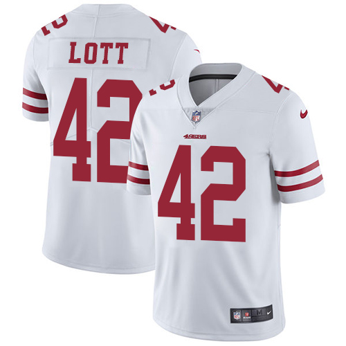 Nike 49ers #42 Ronnie Lott White Youth Stitched NFL Vapor Untouchable Limited Jersey