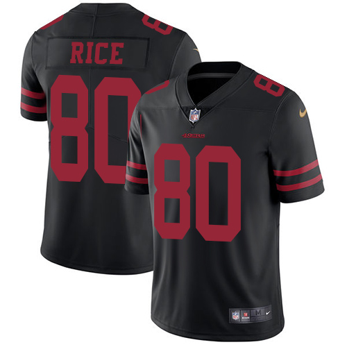 Nike 49ers #80 Jerry Rice Black Alternate Youth Stitched NFL Vapor Untouchable Limited Jersey