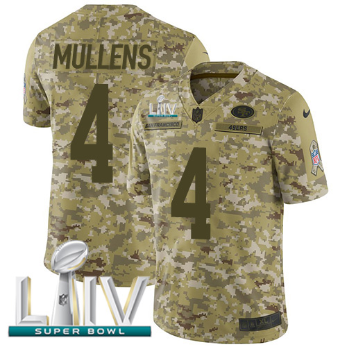 Nike 49ers #4 Nick Mullens Camo Super Bowl LIV 2020 Youth Stitched NFL Limited 2018 Salute To Service Jersey