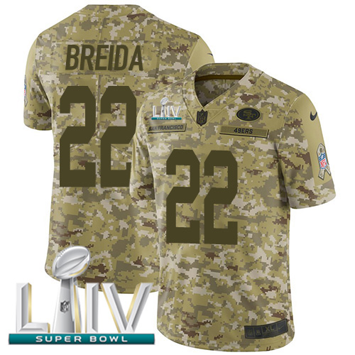 Nike 49ers #22 Matt Breida Camo Super Bowl LIV 2020 Youth Stitched NFL Limited 2018 Salute To Service Jersey Nike 49ers #22 Matt Breida Camo Super Bowl LIV 2020 Youth Stitched NFL Limited 2018 Salute To Service Jersey