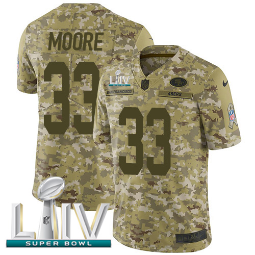 Nike 49ers #33 Tarvarius Moore Camo Super Bowl LIV 2020 Youth Stitched NFL Limited 2018 Salute To Service Jersey