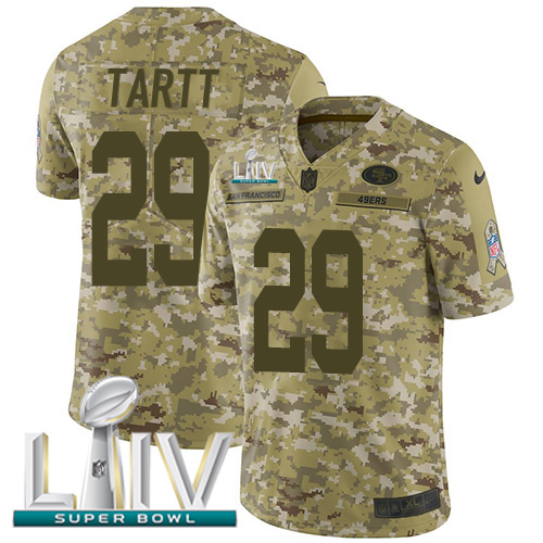 Nike 49ers #29 Jaquiski Tartt Camo Super Bowl LIV 2020 Youth Stitched NFL Limited 2018 Salute To Service Jersey