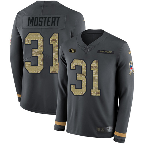 Nike 49ers #31 Raheem Mostert Anthracite Salute to Service Youth Stitched NFL Limited Therma Long Sleeve Jersey Nike 49ers #31 Raheem Mostert Anthracite Salute to Service Youth Stitched NFL Limited Therma Long Sleeve Jersey