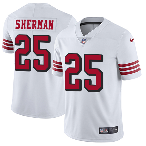 Nike 49ers #25 Richard Sherman White Rush Youth Stitched NFL Vapor Untouchable Limited Jersey