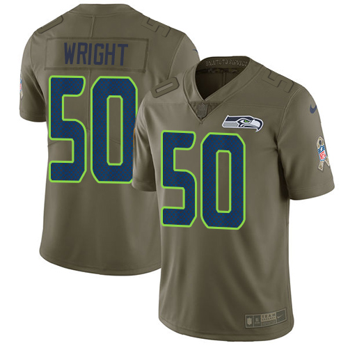 Nike Seahawks #50 K.J. Wright Olive Youth Stitched NFL Limited 2017 Salute to Service Jersey