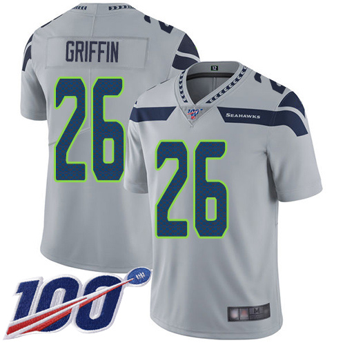 Nike Seahawks #26 Shaquem Griffin Grey Alternate Youth Stitched NFL 100th Season Vapor Limited Jersey
