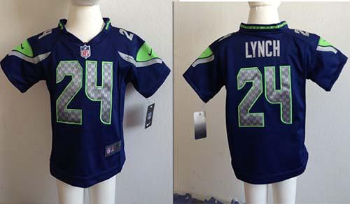 Toddler Nike Seahawks #24 Marshawn Lynch Steel Blue Team Color Stitched NFL Elite Jersey