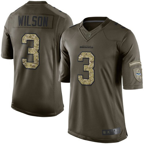 Nike Seahawks #3 Russell Wilson Green Youth Stitched NFL Limited 2015 Salute to Service Jersey