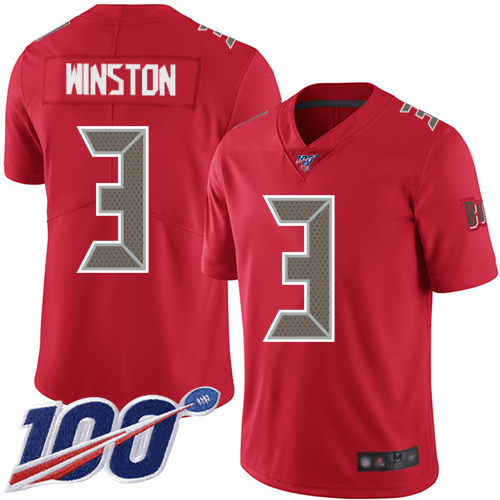 Nike Buccaneers #3 Jameis Winston Red Youth Stitched NFL Limited Rush 100th Season Jersey