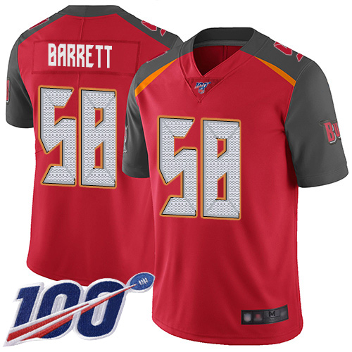 Nike Buccaneers #58 Shaquil Barrett Red Team Color Youth Stitched NFL 100th Season Vapor Limited Jersey