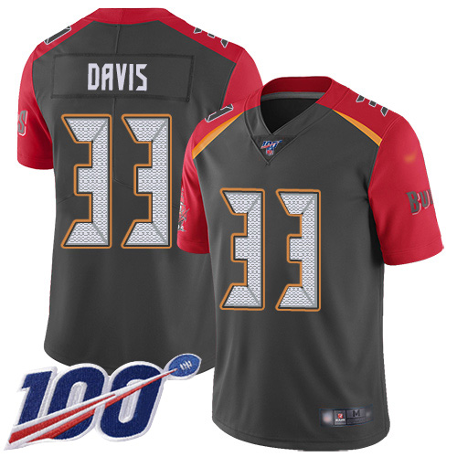 Nike Buccaneers #33 Carlton Davis III Gray Youth Stitched NFL Limited Inverted Legend 100th Season Jersey