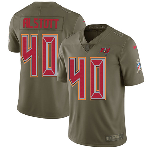 Nike Buccaneers #40 Mike Alstott Olive Youth Stitched NFL Limited 2017 Salute to Service Jersey