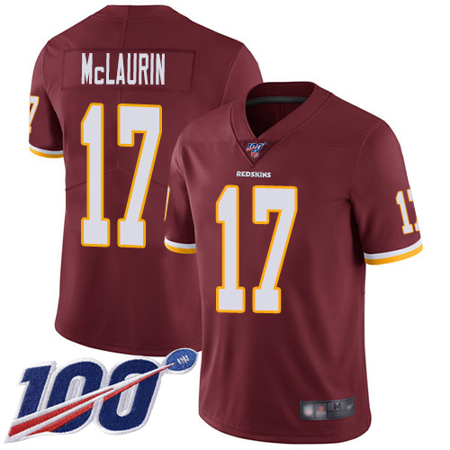 Nike Redskins #17 Terry McLaurin Burgundy Red Team Color Youth Stitched NFL 100th Season Vapor Limited Jersey