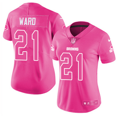 Nike Browns #21 Denzel Ward Pink Youth's Stitched NFL Limited Rush Fashion Jersey