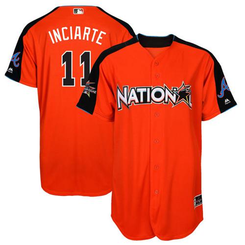 Braves #11 Ender Inciarte Orange 2017 All-Star National League Stitched Youth MLB Jersey